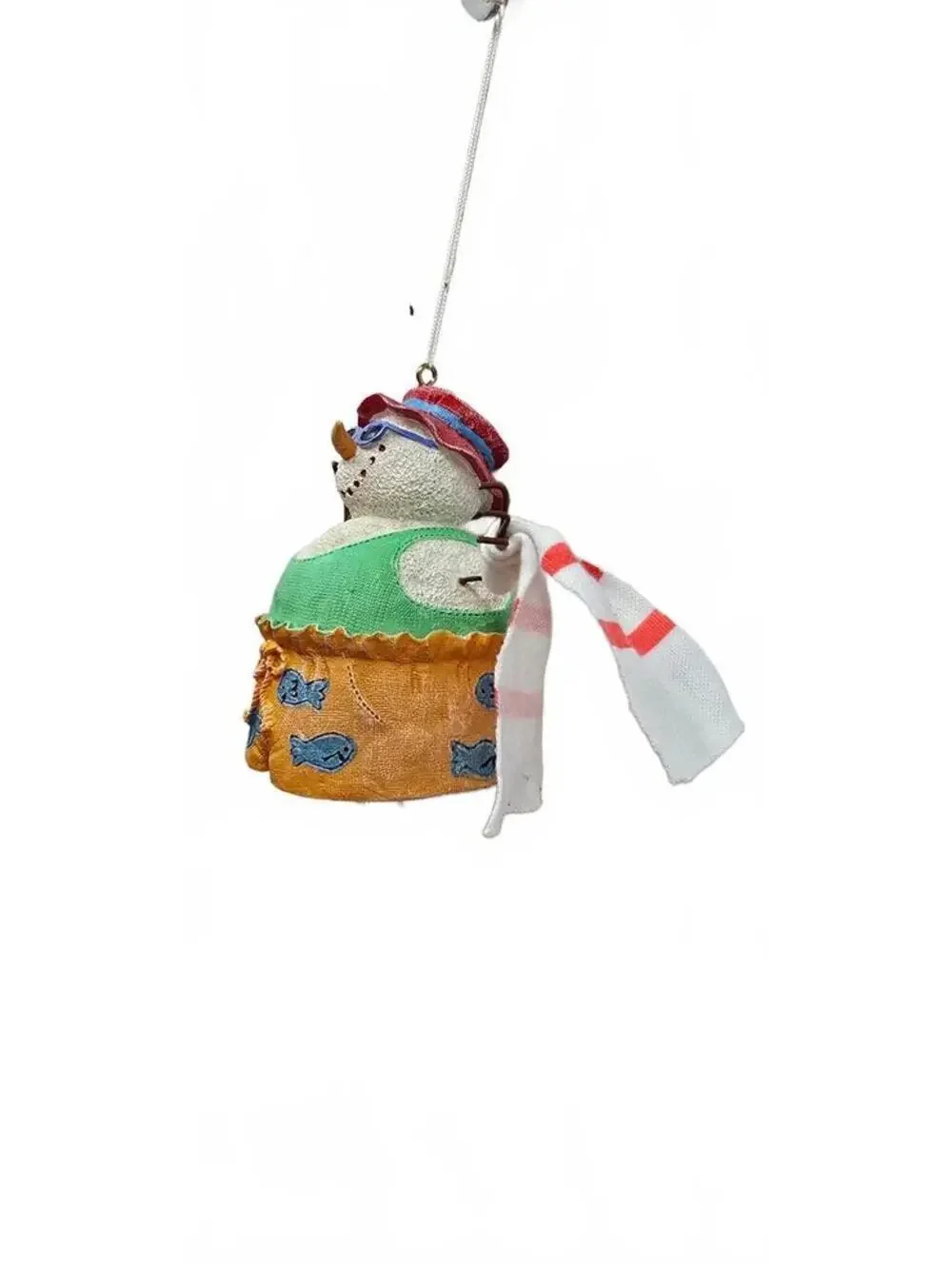 Handcrafted Hanging Snowman Ornament with Beach Theme